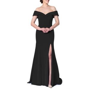 AZAZIE alice off the shoulder full length dress gown bridesmaid black size A16